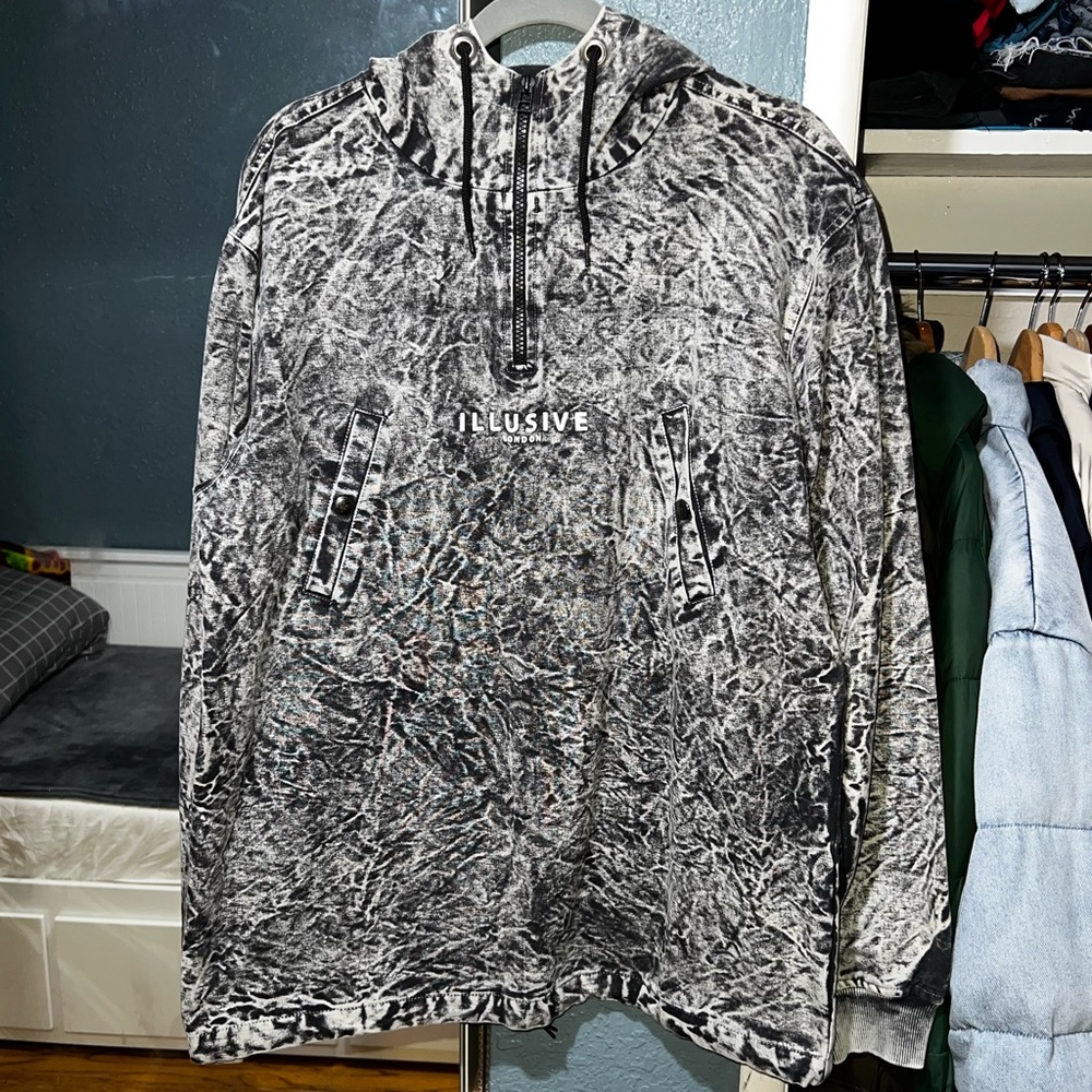 Illusive London Half Zip Stone Wash Jacket